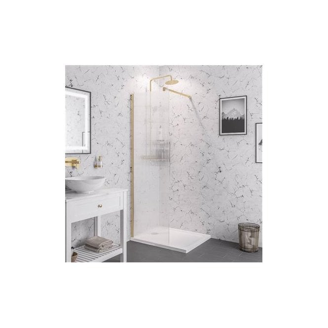 Eastbrook  Vantage 2000 8mm Fluted Glass Walk In Panel 800mm x 2000mm Brushed Brass   49.5109