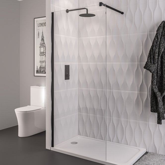 Eastbrook  Vantage 2000 8mm Walk In Panel 800mm x 2000mm Matt Black   49.1058