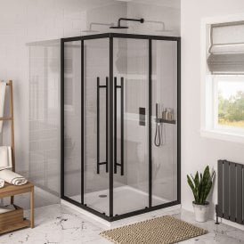 Eastbrook Vantage 2000 Easy Clean Offset Corner Entry 1000mm x 760mm Matt Black   49.0098