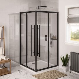 Eastbrook Vantage 2000 Easy Clean Offset Corner Entry 900mm x 700mm Matt Black   49.0092