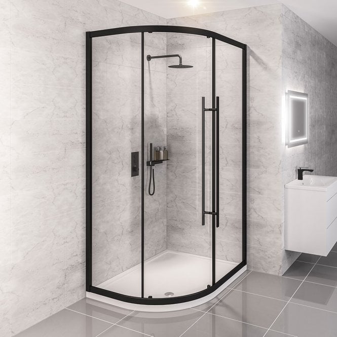 Eastbrook  Vantage 2000 Easy Clean Offset Quadrant 1200 x 760mm Matt Black   49.0078