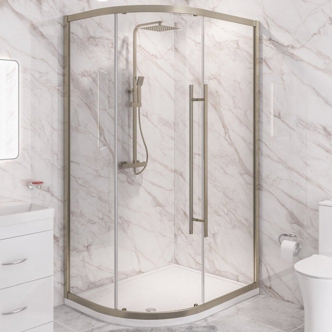 Eastbrook  Vantage 2000 Easy Clean Offset Quadrant 1300mm x 800mm Brushed Brass   49.5042