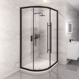 Eastbrook Vantage 2000 Easy Clean Offset Quadrant 1400mm x 760mm Matt Black   49.0088