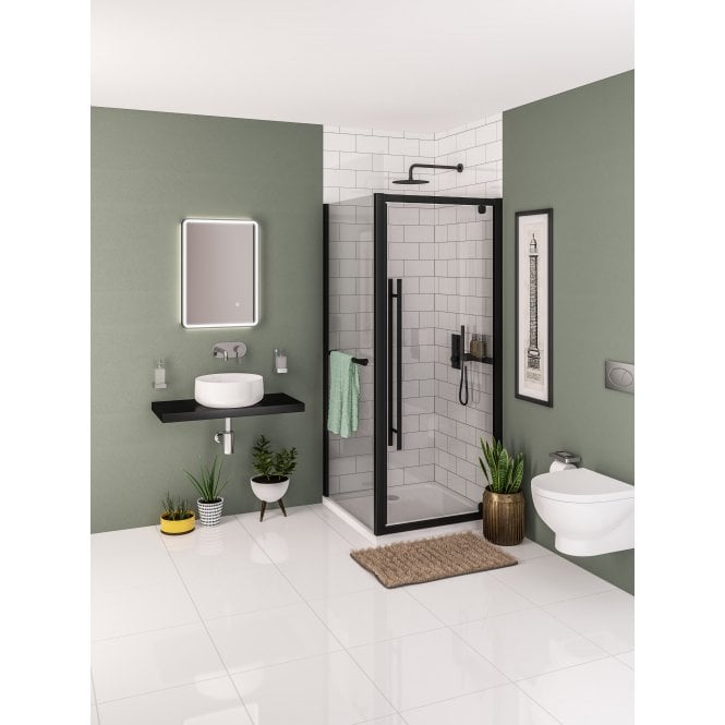 Eastbrook  Vantage 2000 Easy Clean Side Panel With Towel Rail 700mm Matt Black   49.0038