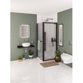 Eastbrook Vantage 2000 Easy Clean Side Panel With Towel Rail 700mm Matt Black   49.0038