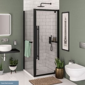Eastbrook Vantage 2000 Easy Clean Side Panel With Towel Rail 800mm Matt Black   49.0042