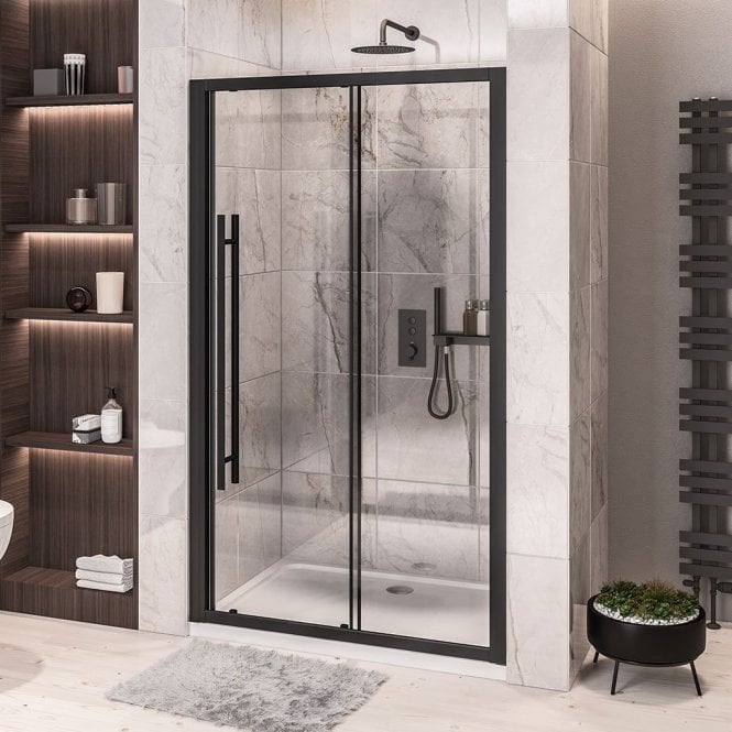 Eastbrook  Vantage 2000 Easy Clean Sliding Door 1000mm Matt Black   49.0004