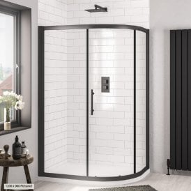 Eastbrook Volente 1000mm x 760mm Single Door Offset Quad Matt Black 58.473