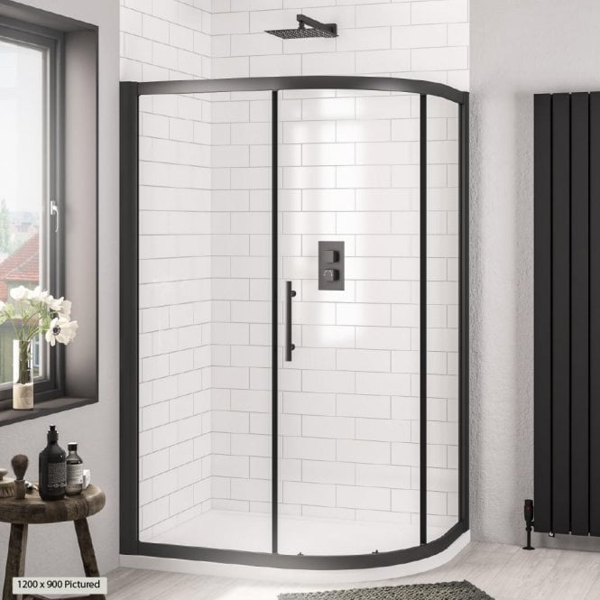 Eastbrook  Volente 1200mm x 760mm Single Door Offset Quad Matt Black 58.476