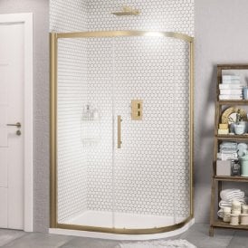 Eastbrook Volente 1200mm x 900mm Single Door Offset Quad Brushed Brass 58.568