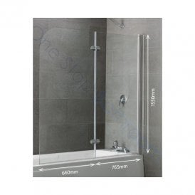 Eastbrook Volente 2 Part Hinged Screen 1550mm x 1465mm Easy Clean Silver   58.706