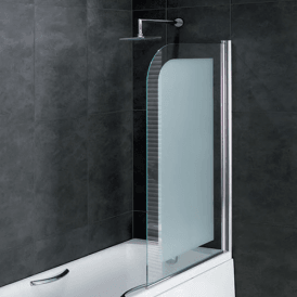Eastbrook Volente 6mm Hinged Bath Screen 850mm x 1500mm Frosted Silver   58.704