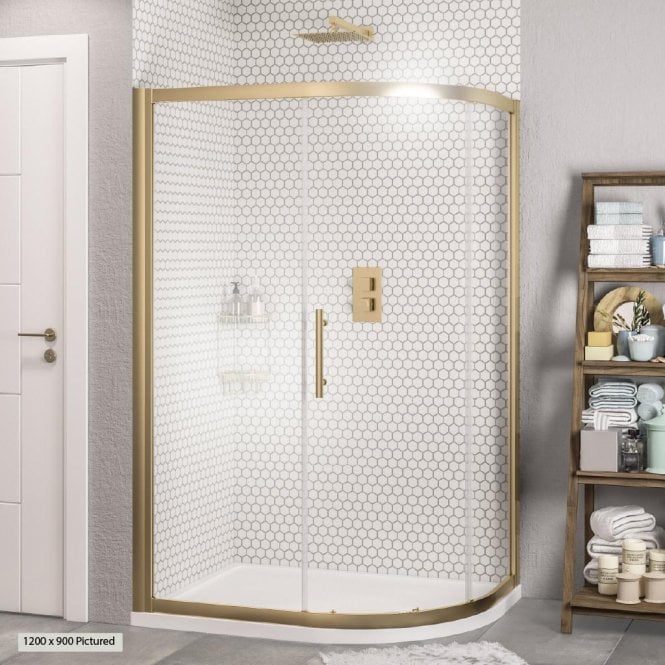 Eastbrook  Volente 900mm x 760mm Single Door Offset Quad Brushed Brass 58.561