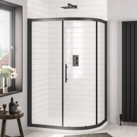 Eastbrook Volente 900mm x 800mm Single Door Offset Quad Matt Black 58.472