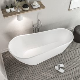 Eastbrook Wickham White Freestanding Slipper Bath 1525 x 740 x 740mm Inc Waste   33.0011