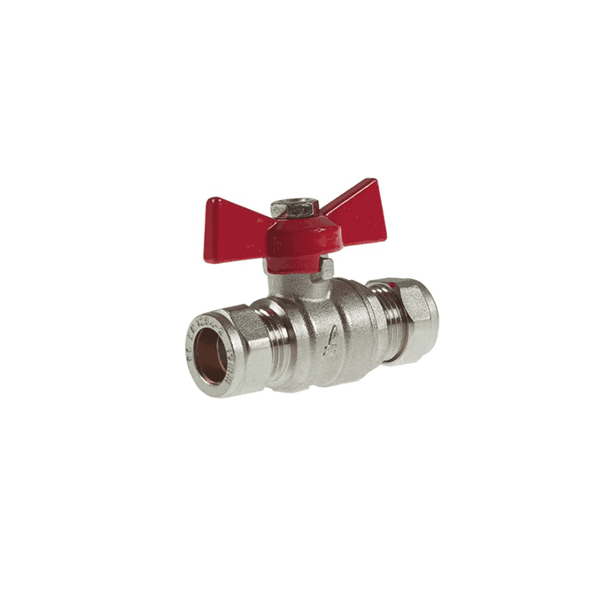 MacDonald Plumbing Supplies 15mm Red Butterfly Valve