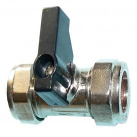 Chrome Plated 22mm Isolating Valve c/w Black Lever
