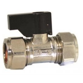Chrome Plated Isolating Valve With Black Lever 15mm WRAS