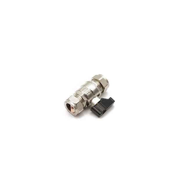 MacDonald Plumbing Supplies Chrome Plated Isolating Valve with Black Lever - Full Bore 15mm