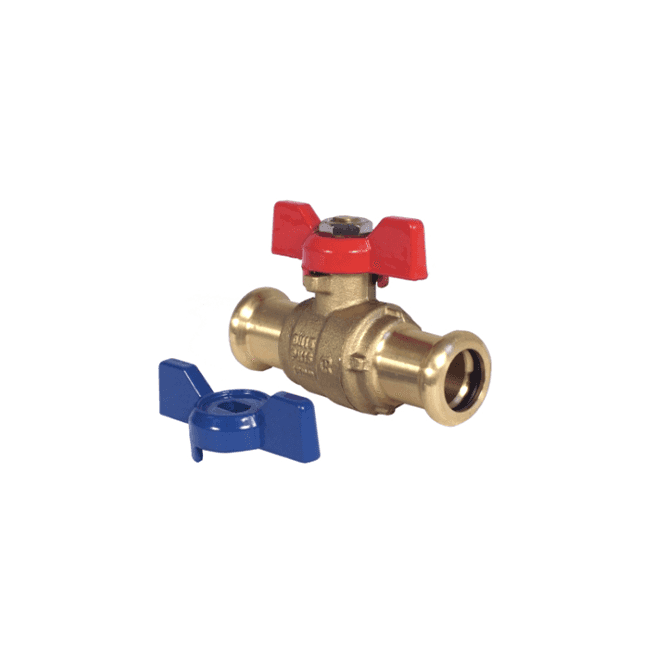 MacDonald Plumbing Supplies MacPress 28mm Red/Blue Butterfly T Hand Ball Valve