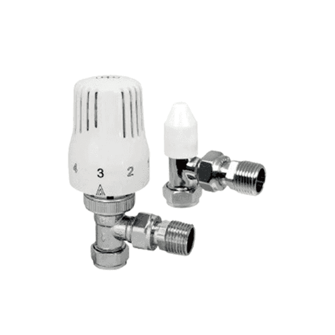 MacDonald Plumbing Supplies MacTRV 15mm White Head TRV & Lockshield Pack