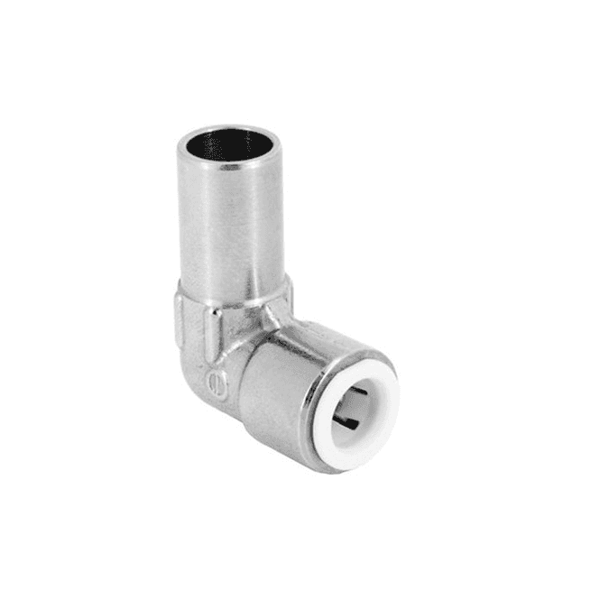 MacDonald Plumbing Supplies MacValve Pushfit Stem Elbow 15mm x 10mm Chrome Plated