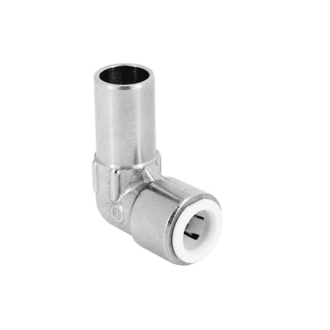 MacDonald Plumbing Supplies MacValve Pushfit Stem Elbow 15mm x 15mm Chrome Plated