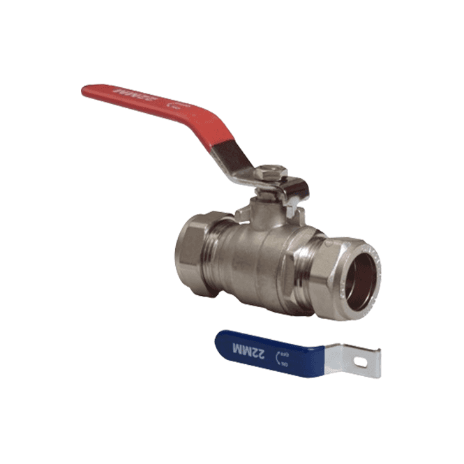 MacDonald Plumbing Supplies Red & Blue Lever Ball Valve 54mm WRAS Approved
