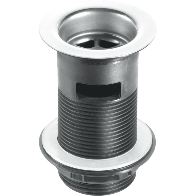 McAlpine  BSW12C Black Plastic Back Nut Basin Waste With Stainless Steel Flange 1¼ Black PVC With Chrome Plated Chain And Stay