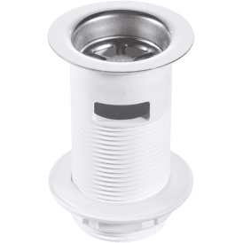McAlpine BSW2 White Plastic Back Nut Basin Waste With Stainless Steel Flange Unslotted 1¼