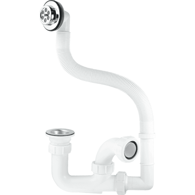 McAlpine  FJ10WC 75mm Seal Bath Trap With Centre Pin Waste And Flexible Overflow
