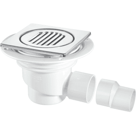 McAlpine TSG1-T150SS 75mm Water Seal Gully With Horizontal Outlet For Tile Or Stone Floors 150mm Square Polished Stainless Steel (No Screws)