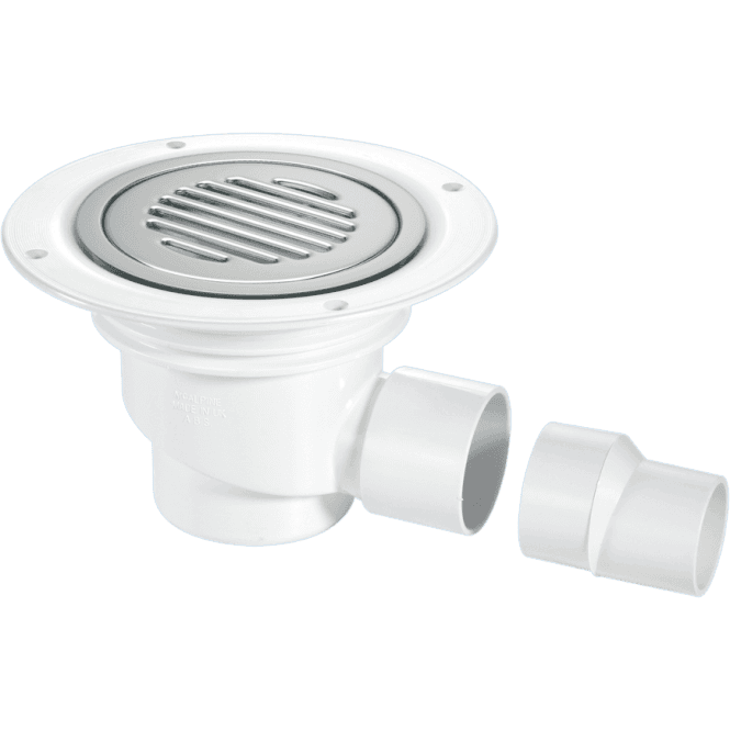 McAlpine  TSG1SS-SL-NSC 75mm Water Seal Gully With Horizontal Outlet For Sheet Flooring Chrome Plated Brass (No Screws)