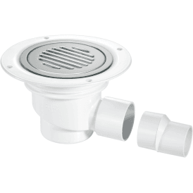 McAlpine TSG1SS-SL-NSC 75mm Water Seal Gully With Horizontal Outlet For Sheet Flooring Chrome Plated Brass (No Screws)