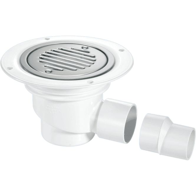 McAlpine  TSG1SS-SL-SC 75mm Water Seal Gully With Horizontal Outlet For Sheet Flooring Chrome Plated Brass