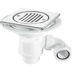 McAlpine TSG1T6SS-STW2R 50mm Water Seal Resealing Trap For Tiled Or Stone Floors 150mm Square Polished Stainless Steel
