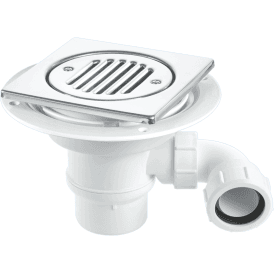 McAlpine TSG1T6SSSTW295 50mm Water Seal Trap For Tiled Or Stone Floors 150mm Square Polished Stainless Steel