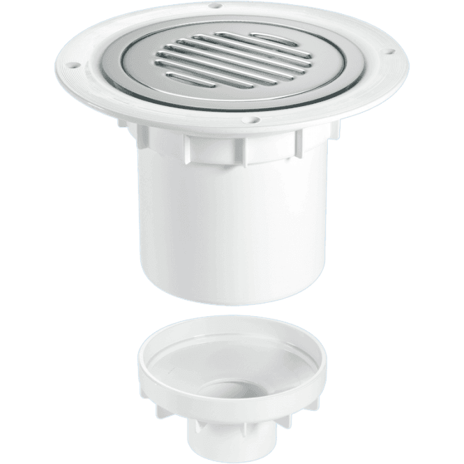 McAlpine  TSG2SS-SL-NSC 75mm Water Seal Gully With Vertical Outlet For Sheet Flooring Chrome Plated Brass (No Screws)