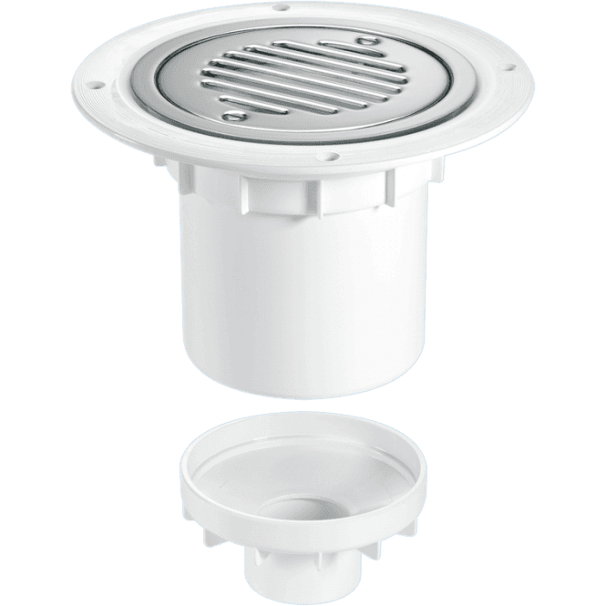 McAlpine  TSG2SS-SL-SC 75mm Water Seal Gully With Vertical Outlet For Sheet Flooring Chrome Plated Brass