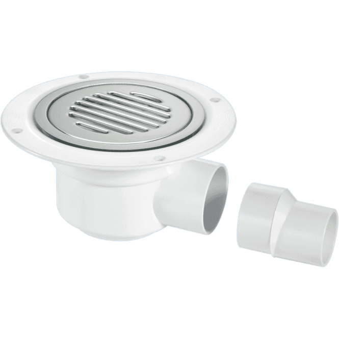 McAlpine  TSG50SS-SL-NSC 50mm Water Seal Gully With Horizontal Outlet For Sheet Flooring Chrome Plated Brass (No Screws)