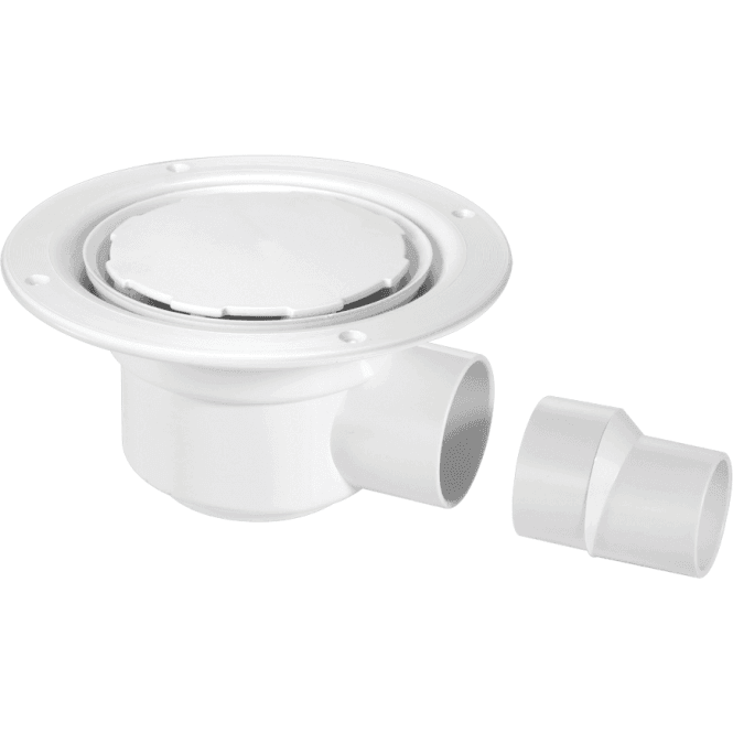 McAlpine  TSG50WH-NSC 50mm Water Seal Gully With Horizontal Outlet For Sheet Flooring White Plastic (No Screws)