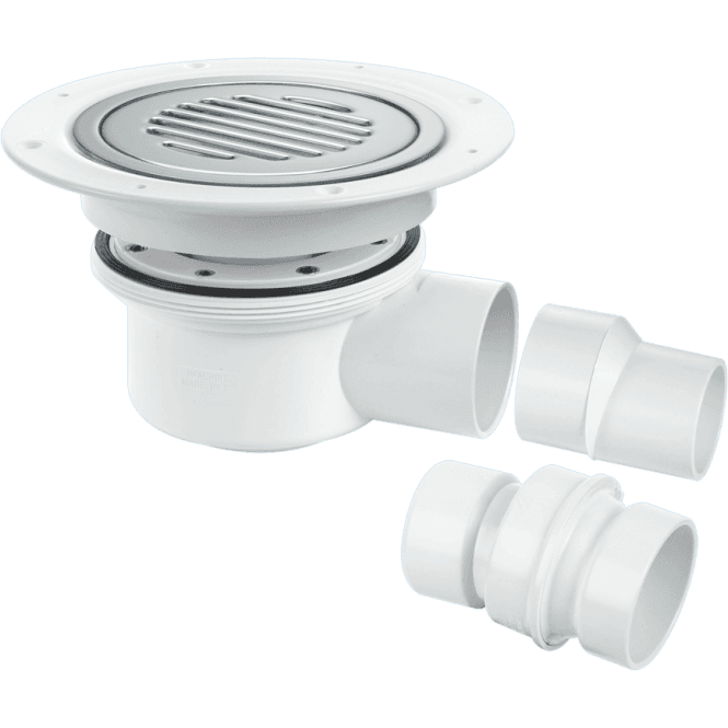 McAlpine  TSG52SS-SL-NSC Two-piece 50mm Water Seal Gully For Sheet Flooring Chrome Plated Brass (No Screws)