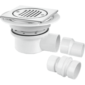 McAlpine TSG52T6SS Two-piece 50mm Water Seal Gully For Tiled Or Stone Floors 150mm Square Polished Stainless Steel