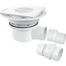 McAlpine TSG52T6WH Two-piece 50mm Water Seal Gully For Tiled Or Stone Floors 150mm Square White ABS