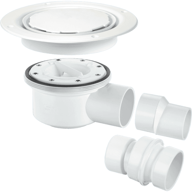 McAlpine  TSG52WH-NSC Two-piece 50mm Water Seal Gully For Sheet Flooring White Plastic (No Screws)