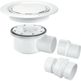 McAlpine TSG52WH-NSC Two-piece 50mm Water Seal Gully For Sheet Flooring White Plastic (No Screws)