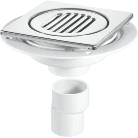 McAlpine USG2-T150SS Untrapped Gully With Vertical Outlet For Tile Or Stone Floors 150mm Square Polished Stainless Steel (No Screws)