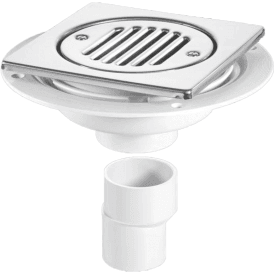 McAlpine USG2T6SS Untrapped Gully With Vertical Outlet For Tiled Or Stone Floors 150mm Square Polished Stainless Steel