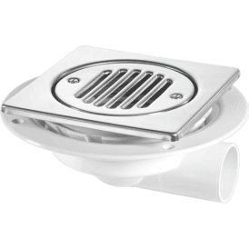 McAlpine USG3T6SS Untrapped Gully With 1½ Horizontal Outlet For Tile Or Stone Floors 150mm Square Polished Stainless Steel