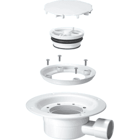 McAlpine VSG1WH-NSC Valve Shower Gully For Sheet Flooring 1½ White Plastic (No Screws)